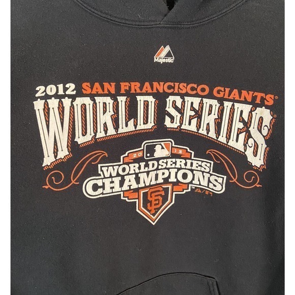 Vintage 2012 World Series Hoodie Majestic Black San Francisco Giants MLB X Large - Picture 2 of 5
